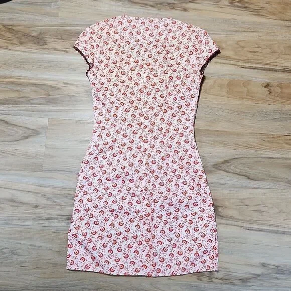 🔹️Tommy Girl Cream & Red Floral Print Cap Sleeve Dress XSmall - Picture 2 of 14